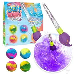 Baff Bombz Magic Brush, 4 x Bath Bombs, Magically Paint Your Bath Water, Creative Bath Toy for Children, Birthday Gifts for Boys & Girls, Pocket Money Toy, Moisturising Bath Fizzers