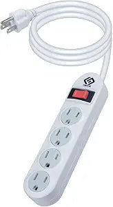 OSKOS Power Strip with 4 Outlets, 4-ft Power Cord, Built-in Circuit Breaker, UL-Listed, Wall-Mountable