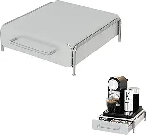 Pod Holder Drawer Capsule Organizer, Pull Out Coffee Pods Storage, Slide Out Drawers Holder for Capsules, Under Brewer Storage Sliding Drawer, Home Kitchen Counter Organization (White, S)