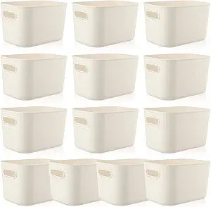 Zopeal Plastic Storage Bins 10 Pcs White Pantry Organizer Bins Small Baskets Storage Containers for Home Kitchen (10 x 7 x 6 Inch)