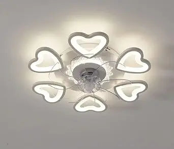 LED Ceiling Fan Light with Lighting Mute Fan Light, dimmable with Remote Control Simple Love Creative, for Bedroom Living Room Kitchen 60cm