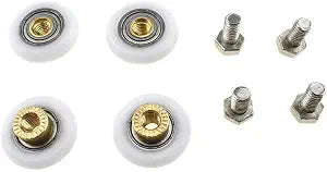 HAHIYO 27mm Diameter Shower Door Wheels Smooth Rolling Sturdy Easy Install Nylon Rollers Runners Ball Bearings Stainless Steel Screws 4 Sets for Bathroom Kitchen Drawers Track System