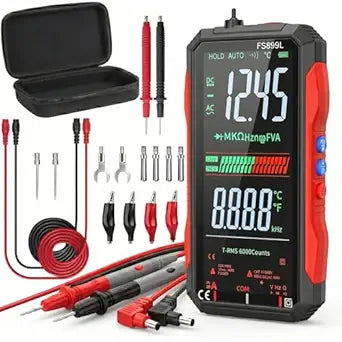 2026 Upgraded FS899L Digital Multimeter & 20 pcs Silicone Test Leads Kit, USB-C Rechargeable Color Screen, Auto 6000 Counts True RMS AC/DC Voltage Tester, NCV, CAT.III 1000V