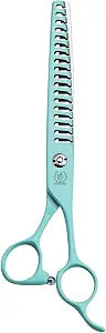 7" Professional Chunker Dog Grooming Scissors, Japanese 440C Stainless Steel Dog Chunker Shears, Lightweight Pet Trimming Scissors for Face, Body, and Paws, Green