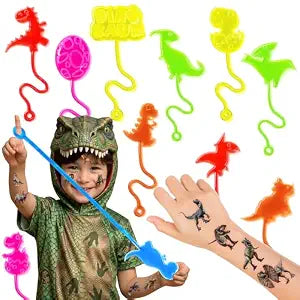 48 PCS Dinosaur Party Favors - 24 Temporary Tattoos & 24 Stick Hands