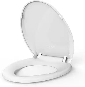 19 in Toilet Seat with Cover Soft Close, Toilet Lid Slow Close Quiet No, Easy Installation & Release,Safe PP Material Easy Clean, Comfortable Ergonomic Design, Suitable to Elongated Toilets,White