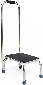 BodyMed Heavy-Duty Foot Step Stool with Handle and Non-Slip Rubber Platform for Seniors & Adults  Holds up to 300lbs, 9  in. Step Up, 18L x 11.5W x 34H
