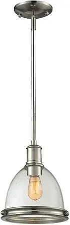 Z-Lite 718MP-BN 1-Light Mini Pendant with Steel Frame and Clear seedy Shade