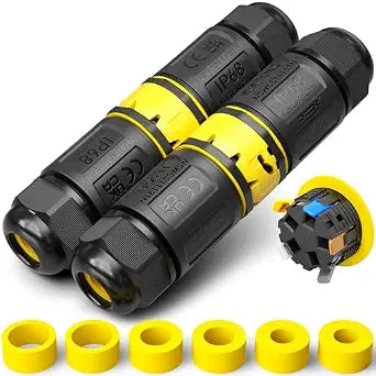 PEBA IP68 Waterproof Cable Connector, 5-Pole Outdoor Junction Box for 4-14mm O.D. Cables, 5-Wire Electrical Cable Coupler with Lever, for Landscape Lighting & Underground Use, 2-Pack