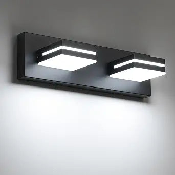 SineRise LED Modern Bathroom Vanity Light Fixtures, Modern Acrylic Bathroom Wall Lighting Fixtures Over Mirror, 2-Light, 15.5-Inch, Black, White