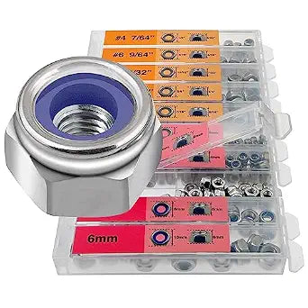 EEEEE Lock Nut Assortment 180 Pieces Dual Scales Metric Imperial Hardware Nuts 2mm 3mm 4mm 5mm 6mm nut 7/64-1/4#4#8#10#14 Stainless Steel 304 Nylon Insert Nuts Assortment Nylon Lock