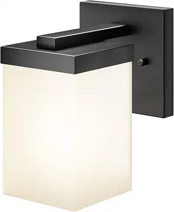 Wall Light Fixture Black Vanity Lighting Over Bathroom Mirror with White Frosted Glass, Wall Lamp for Powder Room Washroom Entrance T003MB-L1