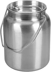 Lindy's Stainless Steel Seamless 2-Gallon Milk Jug, Milk Can, Milk Pail, Anti-Leak Liquid Storage Container with Tight Lid and Long Swivel Handle