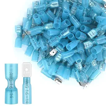 100PCS Heat Shrink Spade Connectors,16-14AWG Female Male Fully Insulated Terminals,Electrical Wire Crimp Connectors Kit