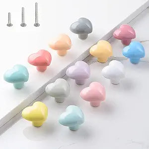HUAMULAN Ceramic Knobs Heart Shape Cabinet Dresser Pulls Door Handle 15 PCS