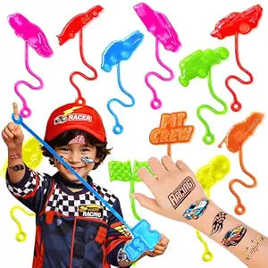 48 PCS Race Car Party Favors - 24 Temporary Tattoos & 24 Stick Hands