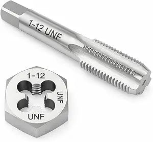 1"-12 Thread Tap and Die Set HSS Tap with GCr15 Alloy Steel Hex Die Right Hand Thread Repair Tool for Metalworking and Machinery