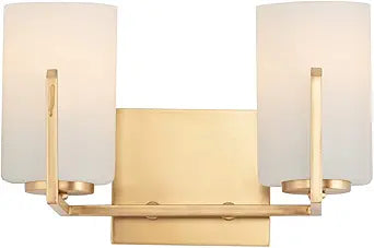 Maxim Lighting Dart 2-Light Bath Vanity Light | Satin Brass Steel Finish | Satin White Glass Shade | Modern Indoor Light Fixture | Ideal for Bathrooms & Powder Rooms | 21282SWSBR