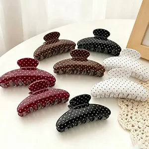 Ahoney 8 Pack Polka Dot Hair Claw Clips Bulk 3.4" Retro Hair Accessories