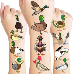 96 PCS Mallard Duck Temporary Tattoos Pre Cut for Kids Boys Girls