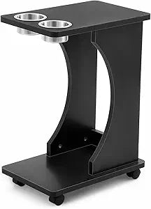 Sintuff Portable Poker Table Drink Carts with Casters and Built-in Shelving Poker Side Tables Drink Food and Snack Carts(Black)