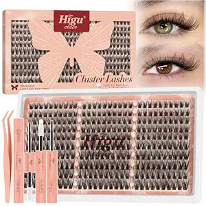Higu clace Lash Clusters Kit 300pcs Wispy Eyelash Clusters Lashes