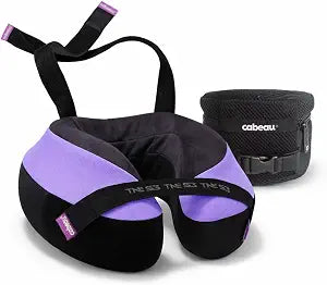 Cabeau TNE S3 Deluxe Luxury Travel Neck Pillow for Airplanes with Patented Seat Strap and Head Hold Technology (Lavender)