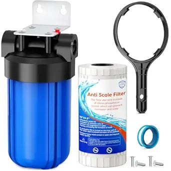 Anti Scale Whole House Water Filter System, Pipeline Prevent Scale Whole House Water 10" x 4.5" Filter, with 80,000 Gallons Capacit, 1" Inlet/Outlet, Reduces Scale Water Filters
