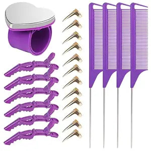 23 Pieces Hair Parting Tools Set, Hair Braiding Tool, Rat Tail Combs