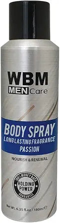 WBM Care Men Care Body Spray Nourish & Renewal Long Lasting Fragrance Passion Nourish & Renewal 6.35 fl.oz / 180ml