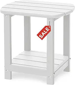 Adirondack Square Outdoor Side Table,2-Tier Storage Patio Side Table, HDPE End Tables for Backyard Pool Porch Garden Lawn