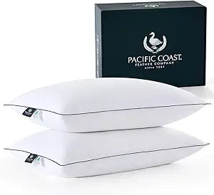 Pacific Coast White Goose Down Fiber Bed Pillows, Hotel Collection Pillows for Back, Stomach and Side Sleepers, Medium Support, Downproof, King Size, Set of 2