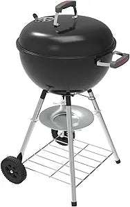 Megamaster 18" Portable Charcoal Barbecue Grill with Adjustable Air Vent, Storage Rack, 245 SQ. In Cooking Area, 2 Wheel Transport BBQ Grill for Camping, Outdoor Cooking, Patios, and More - 810-KY003