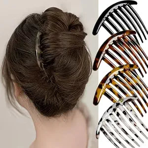 French Twist Hair Comb Clips for Women, 4 Pack Curved Hair Combs, Strong Hold No Slip Hair Accessories for French Twist, Bun & Updo, Banana Style for Thick, Thin & Curly Hair