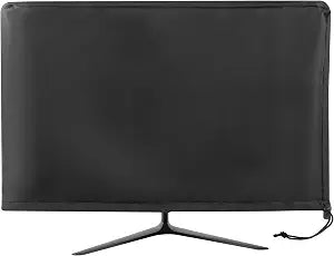 Monitor Dust Cover Heavy Duty Anti-tear Full Body Protective Case Universal for Computer LED LCD Screen Wih Adjustable Bottom Tight Rope Black -26W x19H in