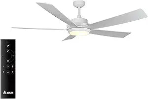 breez Delta Pleasanton 60" Ceiling Fan with LED, Remote, Indoor/Outdoor, White