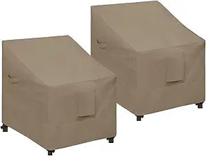 Easy-Going Waterproof Patio Chair Cover UV Resistant Outdoor Chair Cover Weatherproof Lawn Patio Furniture Cover with Tape Sealed Seam (2 Pack-33.5Wx31.5Dx36H inch, Camel)