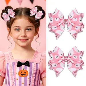 Halloween Hair Bows For Girls Sequin Bow Hair Clips Ghost Hairpin