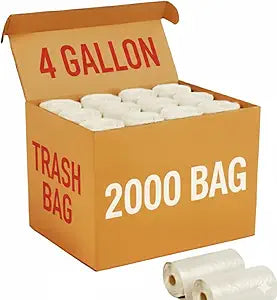 2000 Pcs Trash Bags 4 Gallon, Small Clear Mini Garbage Can Bags Liners unscented, bathroom, kitchen, home cleaning supplies plastic little Glume