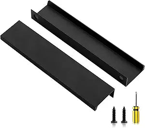 Ravinte 30 Pack Finger Pulls for Cabinets 150mm/5.9" Length Black Edge Pulls Matte Black Finger Cabinet Concealed Handles for Kitchen Drawer Tab Handle