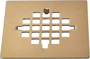 4-1/4 Inch Square Snap-in Shower Drain Brushed Golden