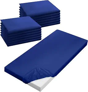 VitalCozy 12 Pcs Daycare Cot Sheets for Sleeping Bulk 48 x 24 Inch Standard Size Preschool Soft Breathable Nap Rest Mat Crib Sheet for Kids Baby Boys Girls (Dark Blue)