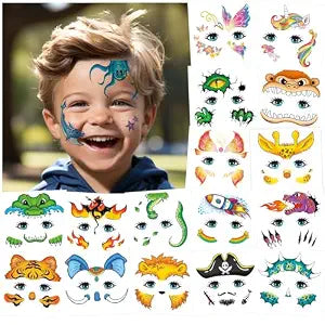 Partywind Temporary Face Tattoos for Kids Face Painting