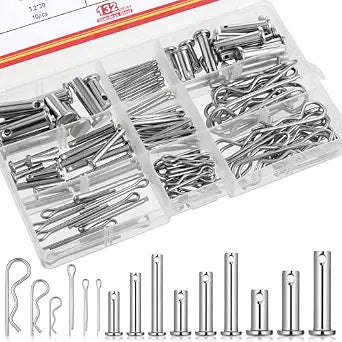 132 PCS 304 Stainless Steel Clevis Pins, 15 Sizes Cotter Pin Assortment Kit
