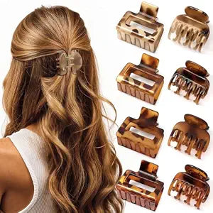 8 PCS Small Hair Clips for Women Girls, Square Medium Hair Claw Clips