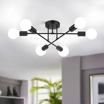 Bosceos Modern Sputnik Chandelier, 6-Light Ceiling Lights Fixture 22" Black