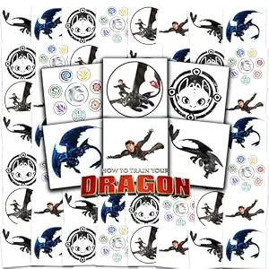 How to Train Your Dragon Tattoos for Kids Party Favors Bundle, 72Pc Tattoos