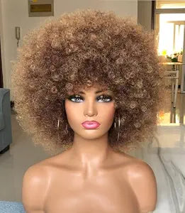 Afro Wigs for Black Women with Bangs 70s Big Afro Kinky Curly Wig