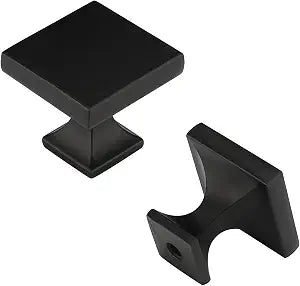 Peaha 6 Pack Black Cabinet Knobs, Square Zinc Alloy Drawer Knobs