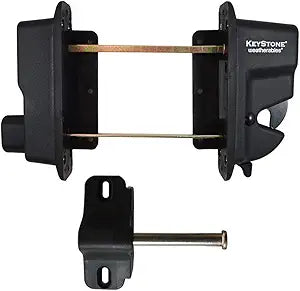Weatherables Keystone 2-Sided Key-Lockable Gate Latch  Nylon Polymer Heavy Duty Gate Latch with Self-Latching Gate Lock  Made for Easy Installation on Metal, Wood & Vinyl Fences, Keyed Alike